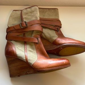 Frye leather and canvas boots size 7